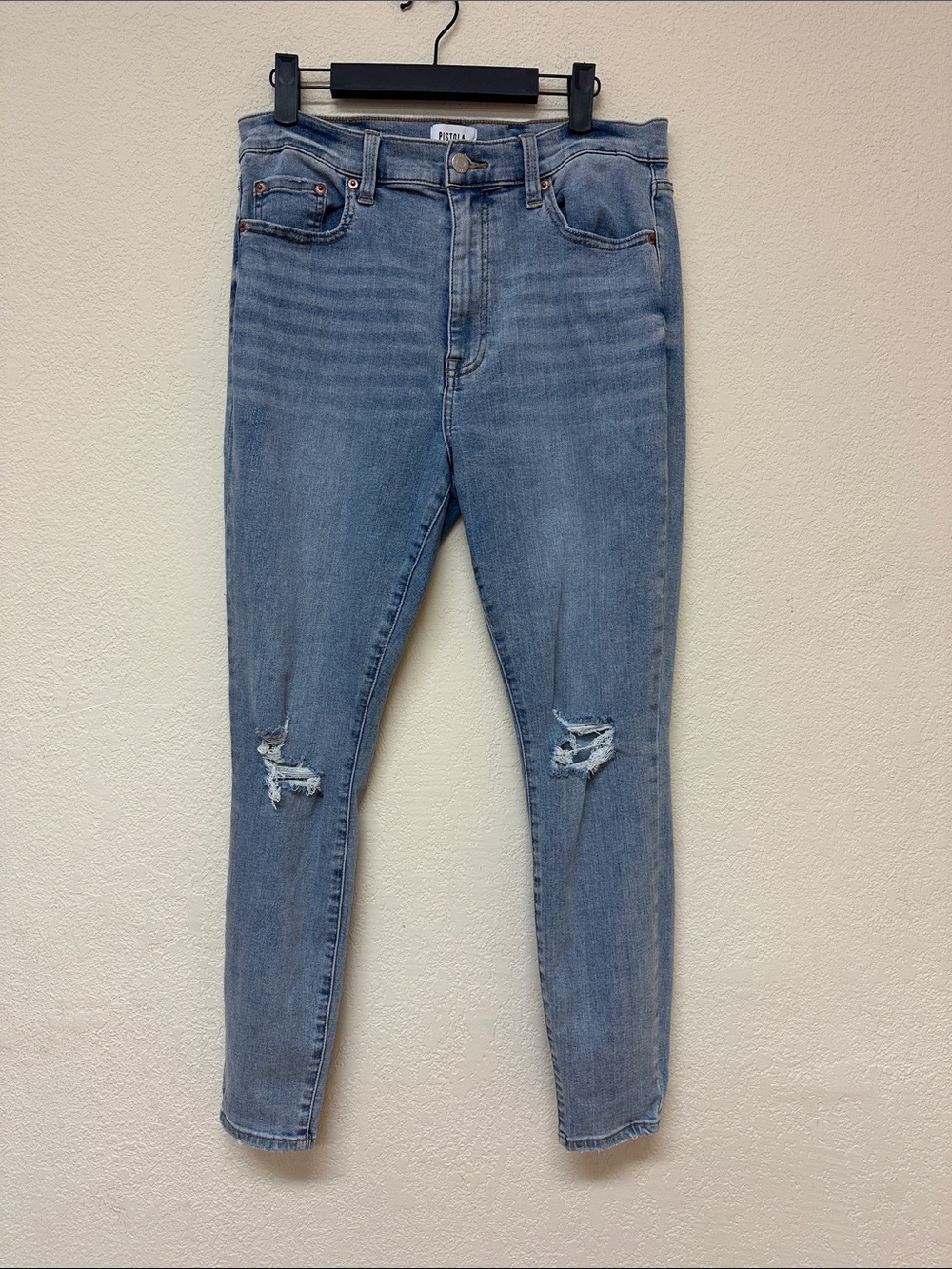 Pistola womans Light Blue Distressed High-Rise skinny stretchy Jeans 31